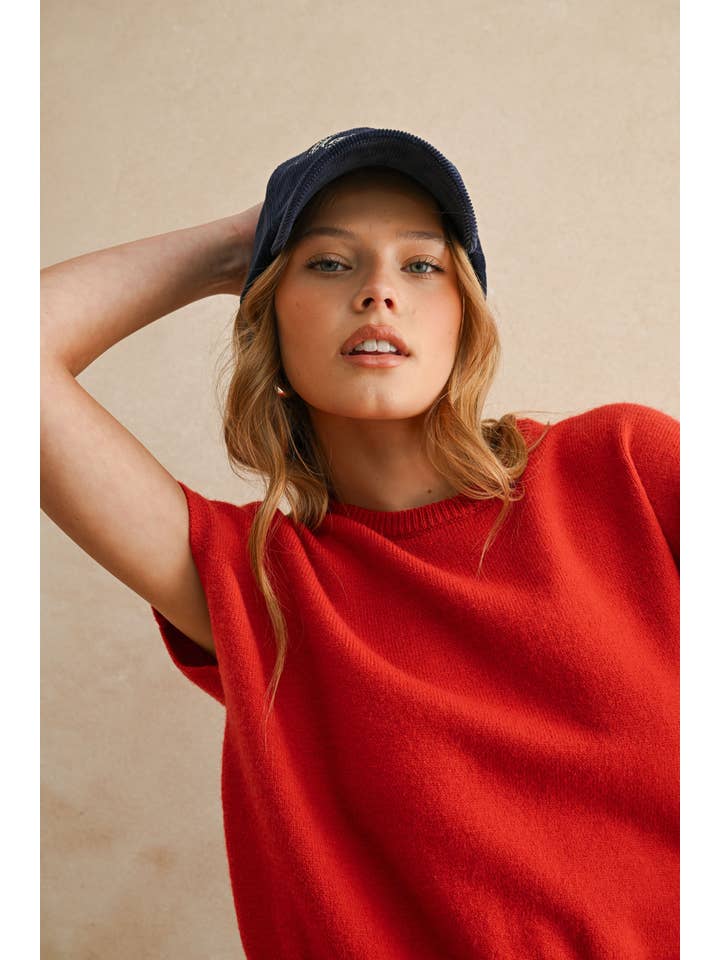 MIOU MUSE - Wholesale Knit Top - Women's - T4083 LOOSE FIT SHORT SLEEVE SWEATER TOP24