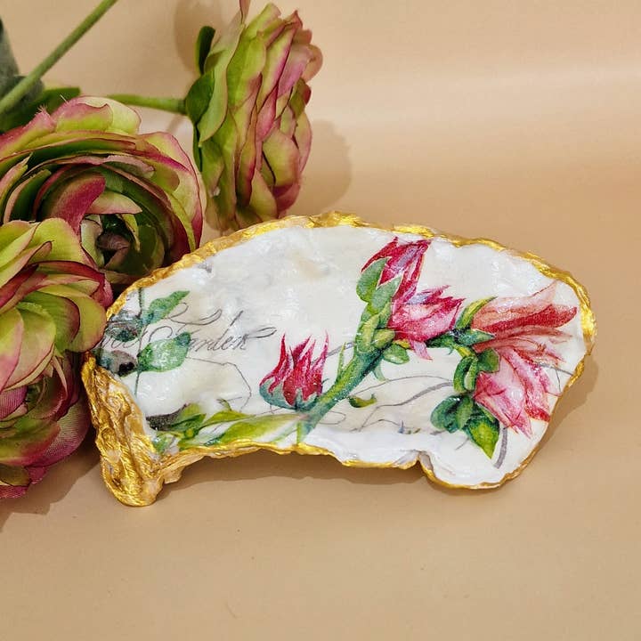Rose Bud Flowers Garden Small Oyster Shell Trinket Dish for wholesale by Bee my Oyster