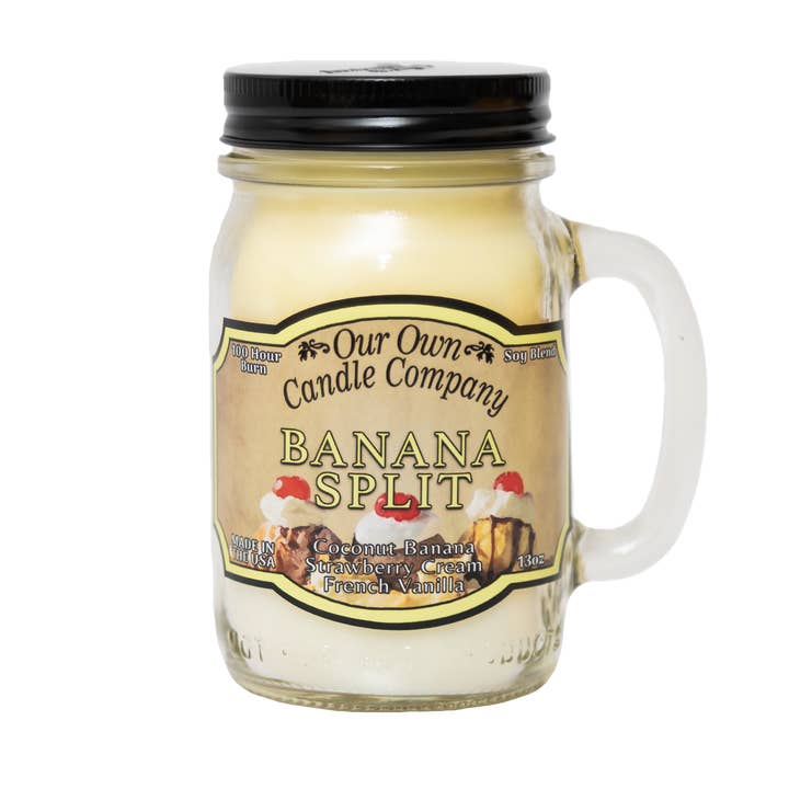 Our Own Candle Company - Wholesale Jar/Filled Candle - Banana Split 13 Ounce Mason Jar Candle0