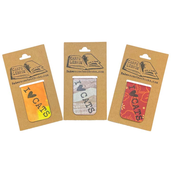 I Heart Cats Single Magnetic Bookmark for wholesale by Carpe Librum