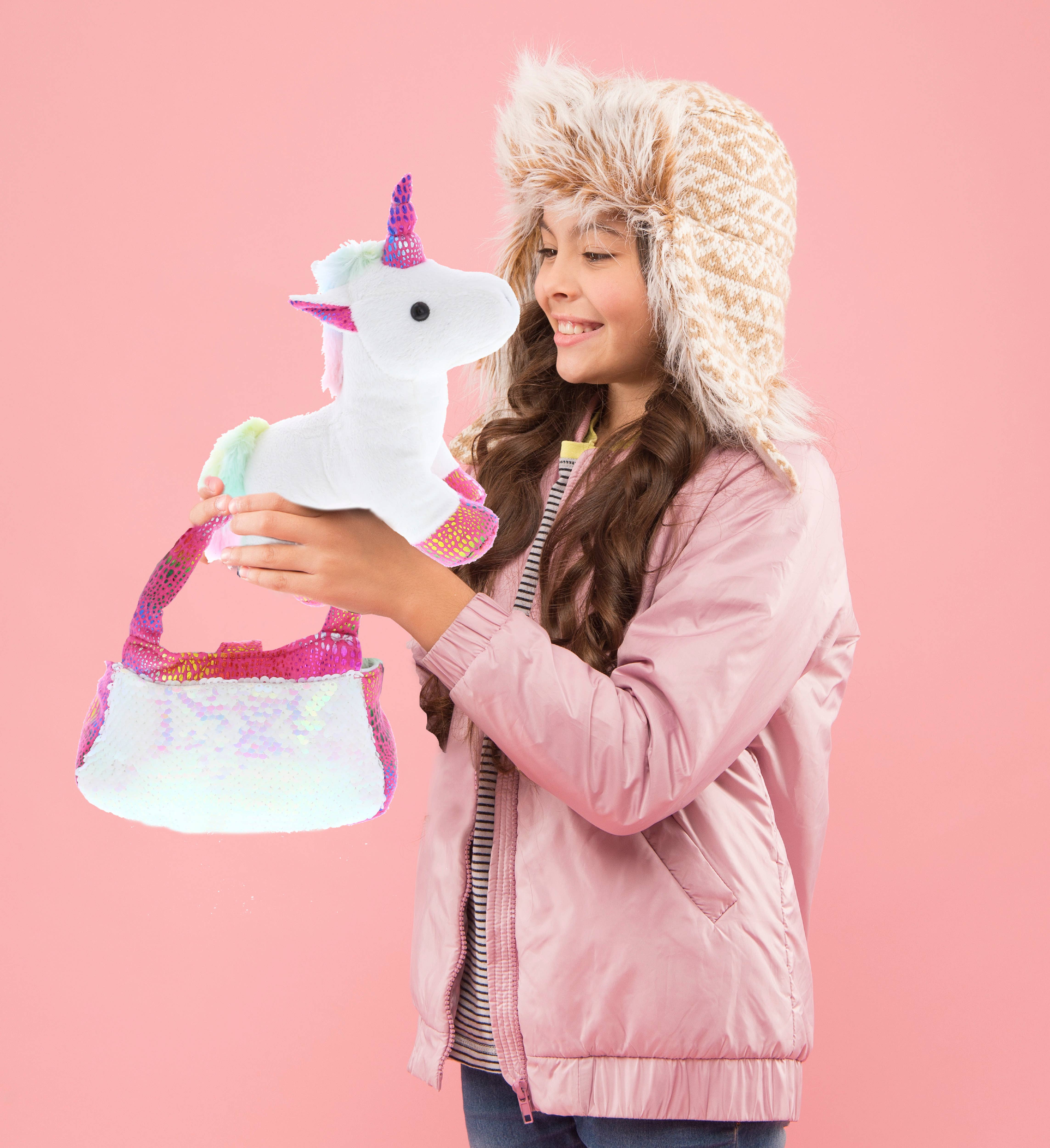 Cota Global - Wholesale Stuffed/plush toy – Kids & baby - Plush Purse Pet Carrier - Sequin - Pink Unicorn3