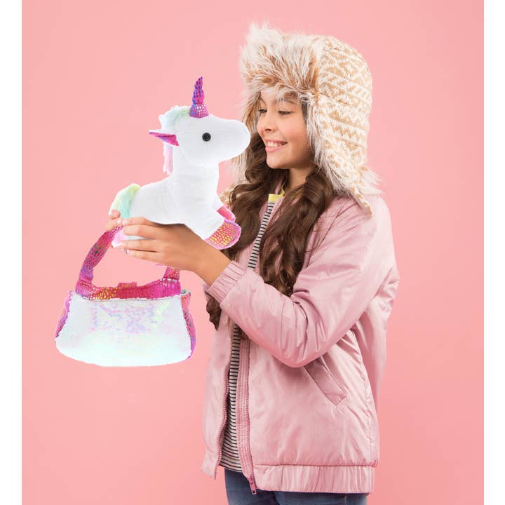 Cota Global - Wholesale Stuffed/plush toy – Kids & baby - Plush Purse Pet Carrier - Sequin - Pink Unicorn3