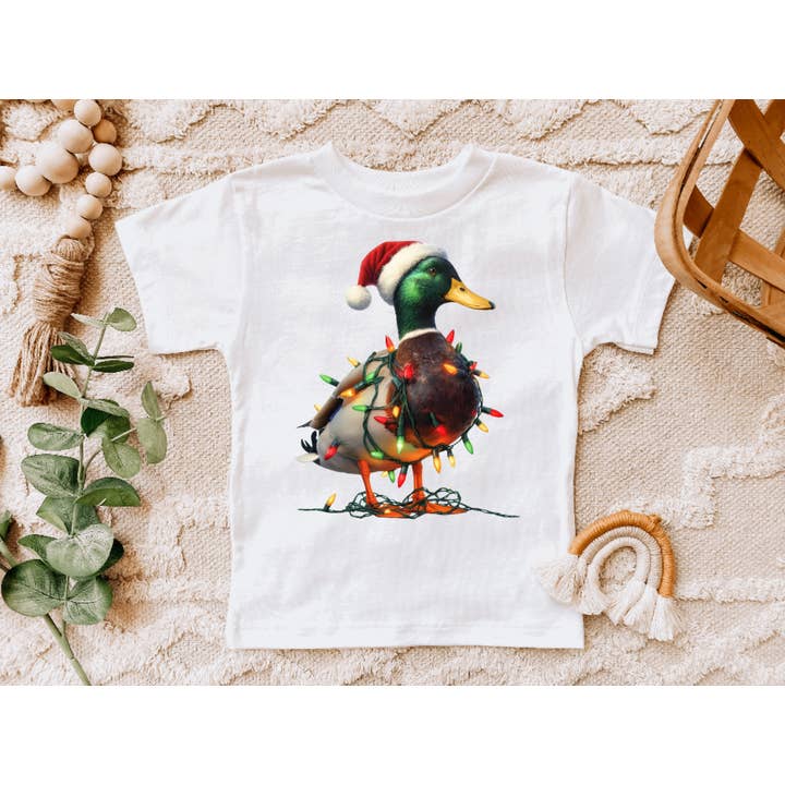 AvaryMaeInspirations - Wholesale Screen Printed T-Shirt - Kids - Mallard with Christmas Light Duck Tee Shirt1