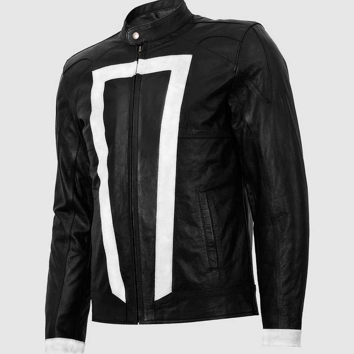 Chaqueta de cuero a rayas blancas para venta al por mayor de The Royale Leather