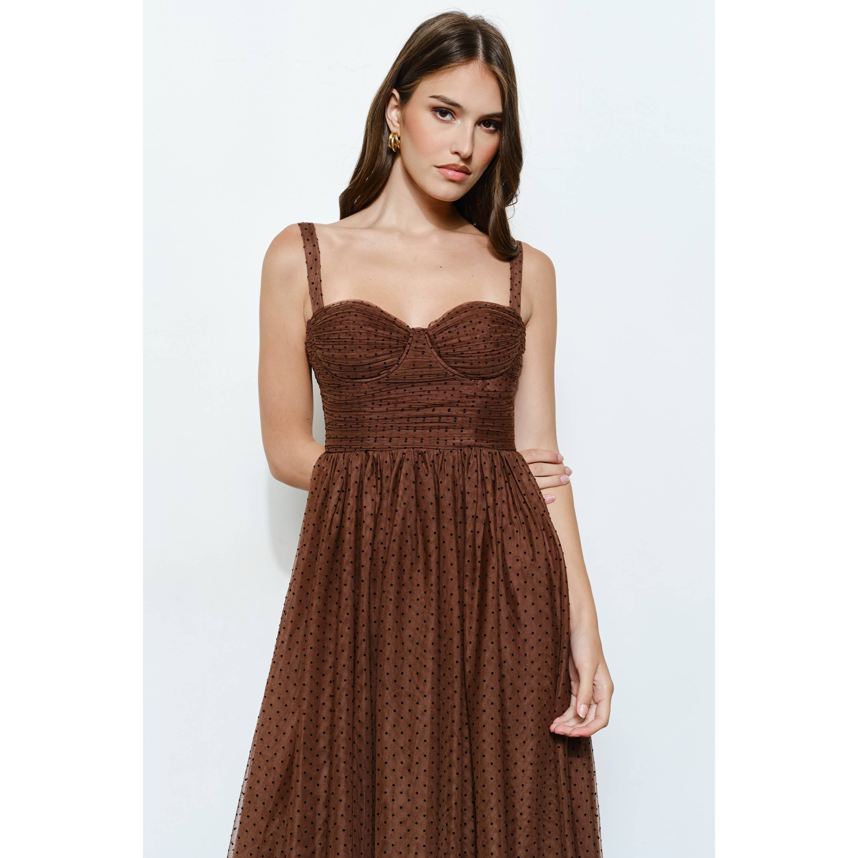 INA - Wholesale Dress - Women's - Polka Dot Tulle Bustier Midi Dress22