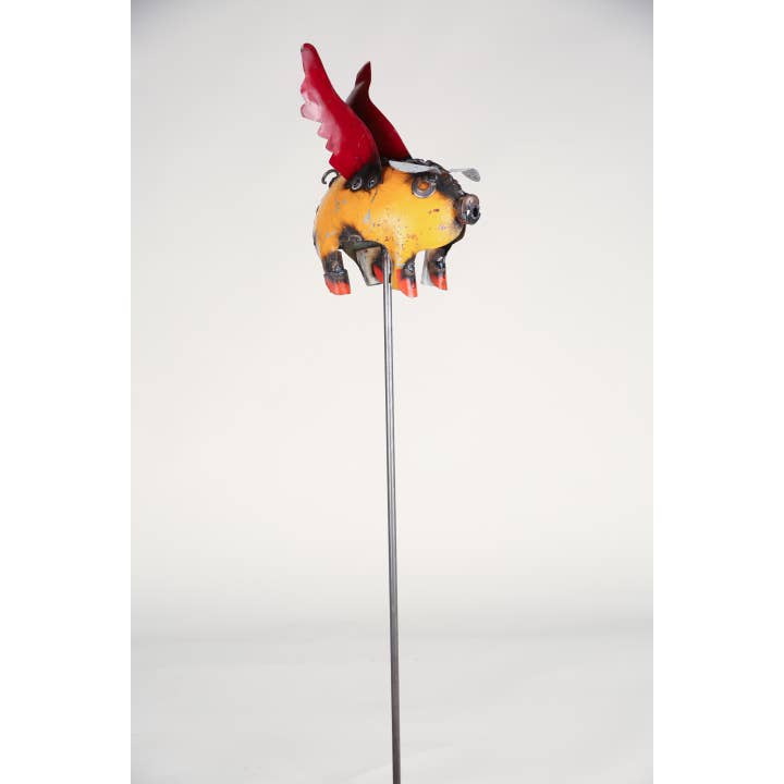 Maiale Volante su un Palo-Arte da Giardino-5Lx10Px36A-Palo da Giardino-Maiale per la vendita all'ingrosso da parte di My Amigos Imports