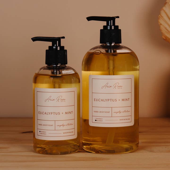 Eukalyptus Mint Hand + Body Flytande Tvål för wholesale av Aria Rose Bath Co