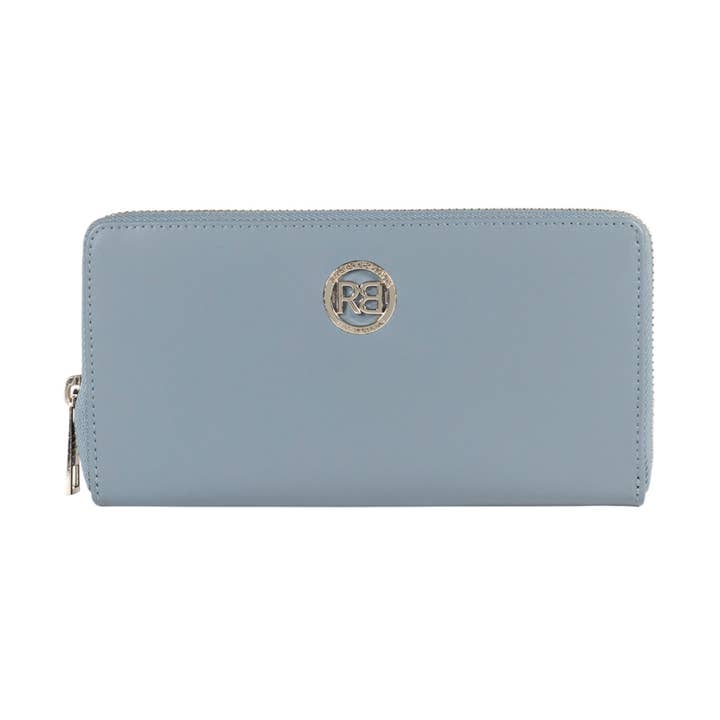 RB1084SP | Portafogli Donna con chiusura lampo Made in Italy in Vera Pelle Liscia Opaca. Colore Avio. Dimensioni: cm 20 x 10 x 2,5 per la vendita all'ingrosso da parte di Kaili mood / RENATO BORZATTA - Italy since 1978 -