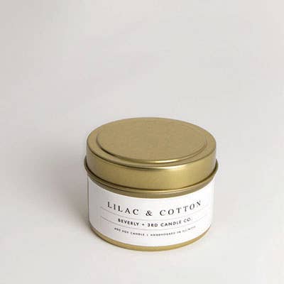 Beverly and 3rd Candle Co. - Wholesale Travel Candles - Lilac & Cotton 4oz Travel Tin - Soy Candle2