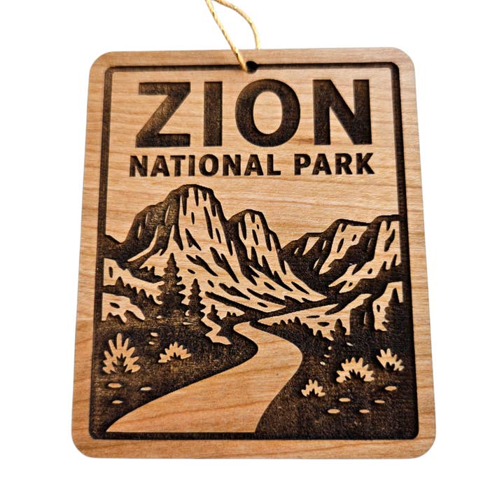 Ornement du parc national de Zion Souvenir en bois fait main Utah Rectangle - 15795 pour la vente par Happy Wood Products