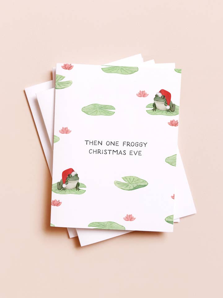 Then One Foggy Xmas Eve — Festive Frog Pun Christmas Card for wholesale by Amy Zhang