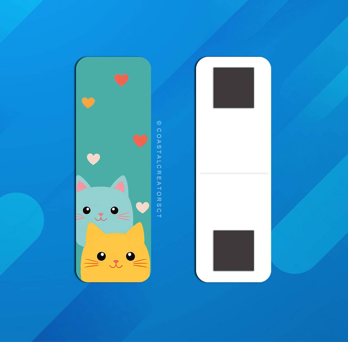 Coastal Creators of Connecticut - Wholesale Bookmark - 2-Pack Colorful Cats Magnetic Bookmarks (Packaged)2
