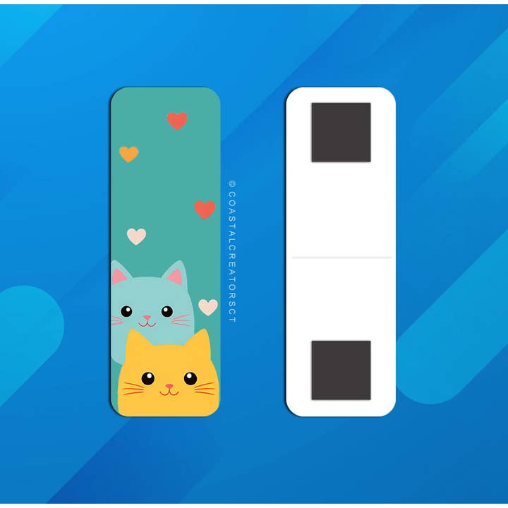 Coastal Creators of Connecticut - Wholesale Bookmark - 2-Pack Colorful Cats Magnetic Bookmarks (Packaged)2