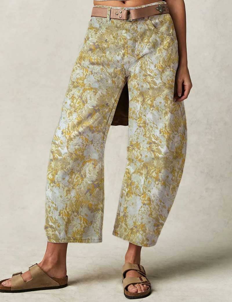 Dipped Shop – calças de ganga - Mulher por atacado – Jeans midi soltos de cintura baixa com estampa de estrelas e corações16