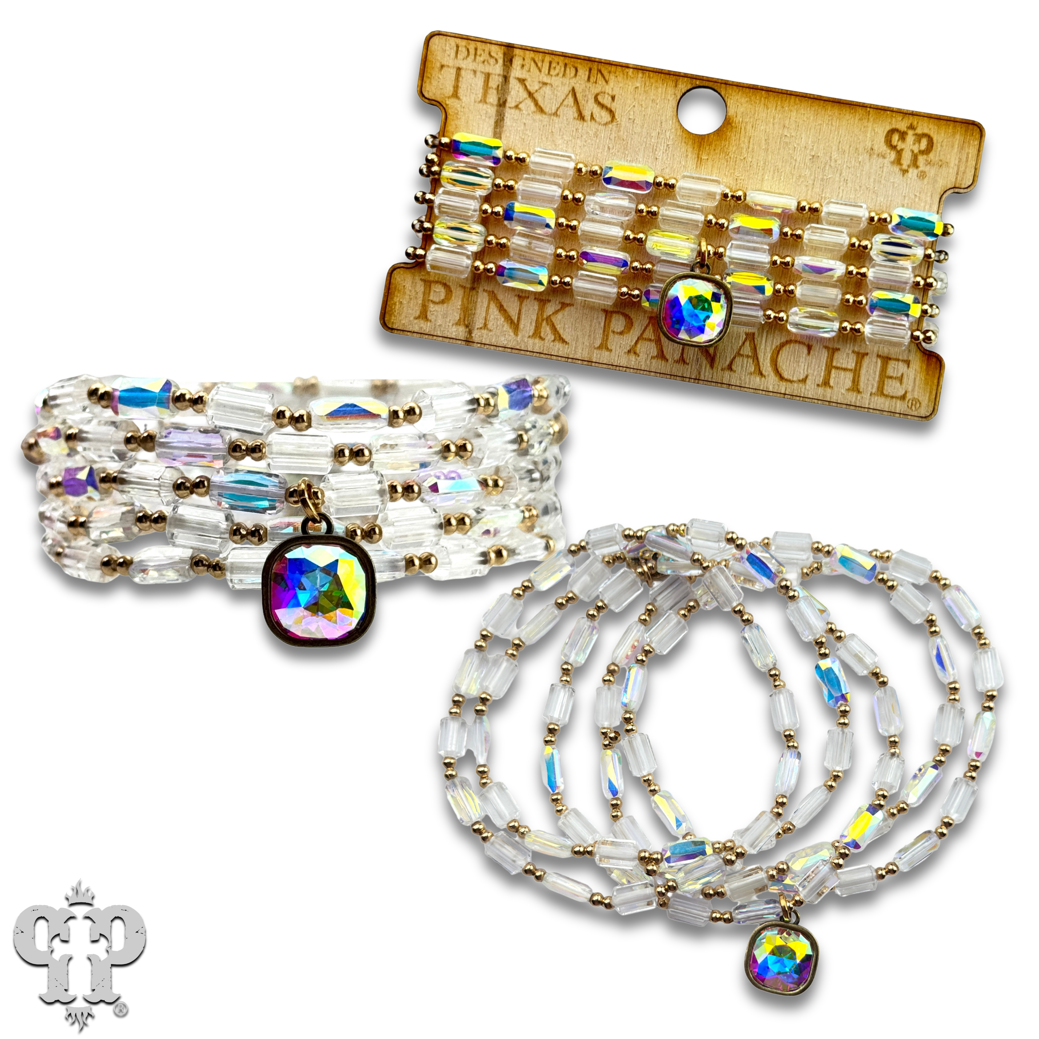 Pink Panache Brands - Wholesale Jewelry Set - Rectangle bead bracelet with Austrian crystal1