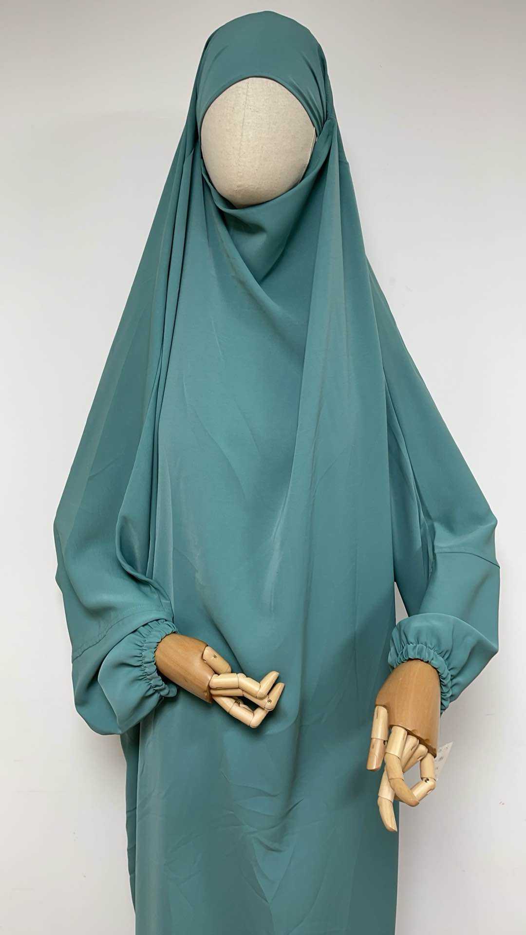 Aawoe Abaya - Wholesale Kaftan - Women's - Long Medina silk jilbab with puff sleeves - 23053