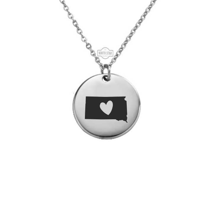 South Dakota Outline Charm Necklace - Personalized Gift for wholesale by North Star Rustics Too
