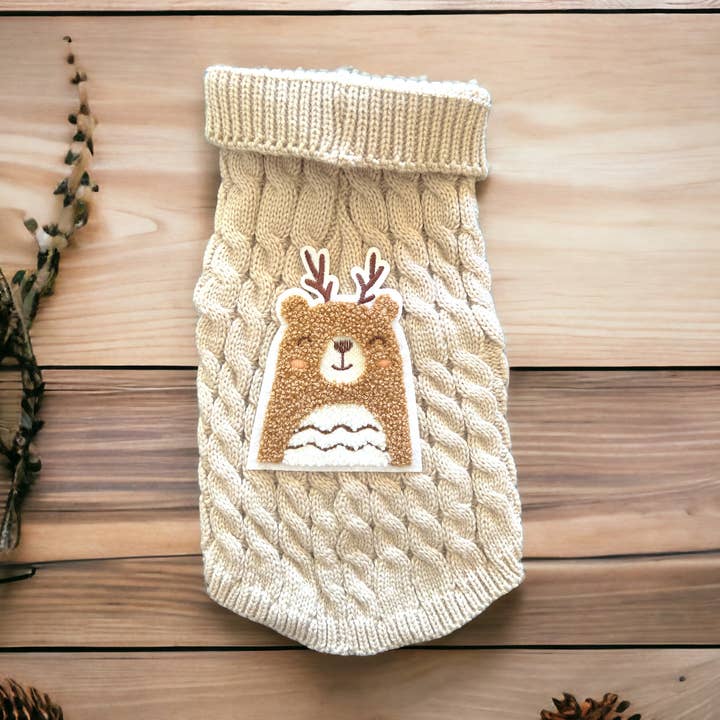 Pull en tricot Antler Bear - Pull pour chien pour la vente par Bark Fifth Avenue