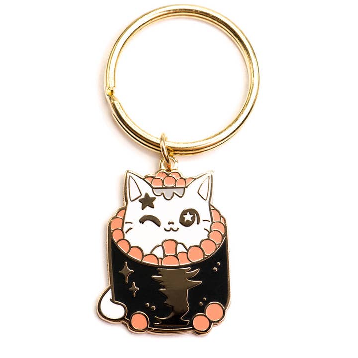 Ikura Sushi Cat emaille sleutelhanger, vaderdagcadeau, kattenmoeder voor wholesale door Flair Fighter