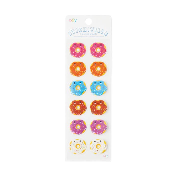 Stickiville: Skinny Stickers - Happy Donuts (2 Sheets) for wholesale by OOLY