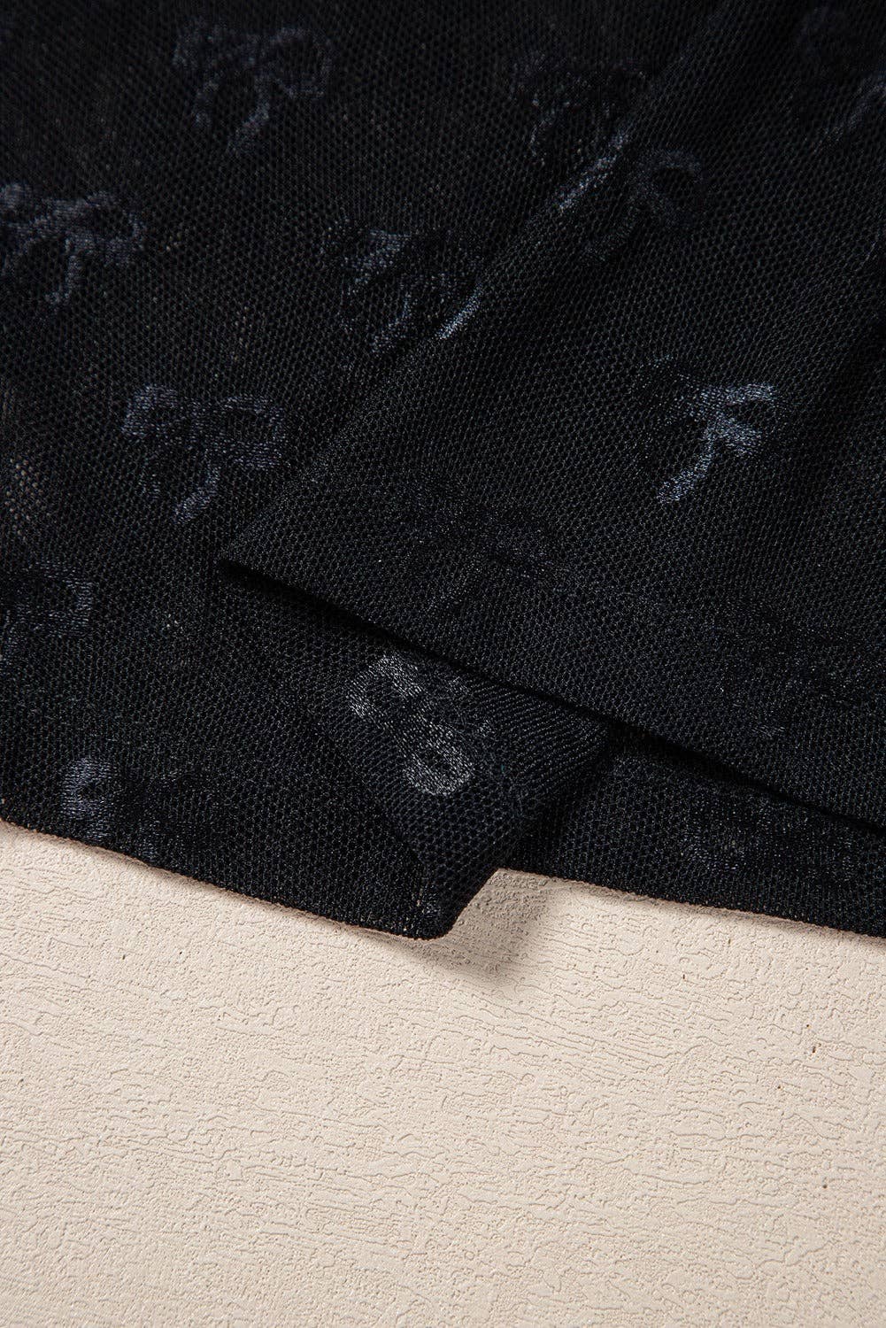 Suhkasana - Wholesale Blouse - Women's - Sheer Mesh Bow Print Long Sleeve Top3