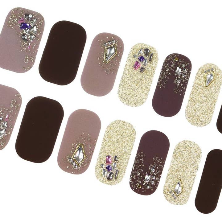 Transparent Nail Wraps / Glitter Nail Wraps New Years / Grey 3D Nail Strips / Elegant Unique Nail Wrap / Korean Nail Wraps Free Shipping USS for wholesale by ClebleNails