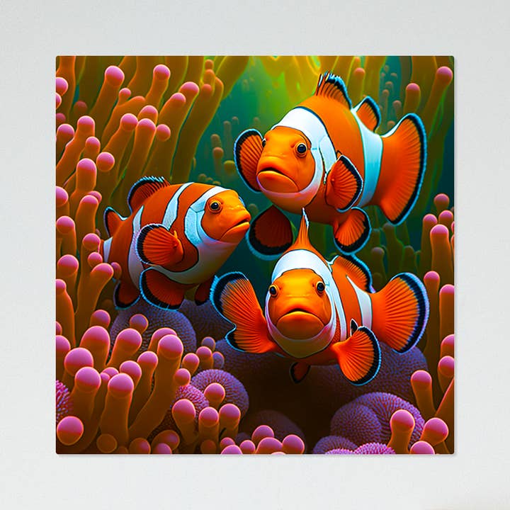 UV-Wandteppich „Clownfish Family“ mit Schwarzlicht für den Großhandel von Reef of Clowns