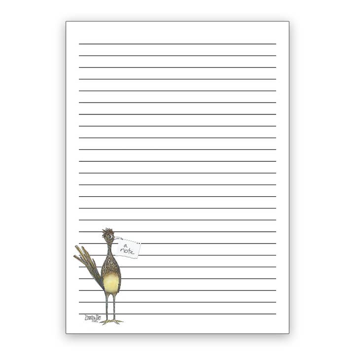Road Runner Fun Notepad for wholesale by Zinnia Sky Studio LLC