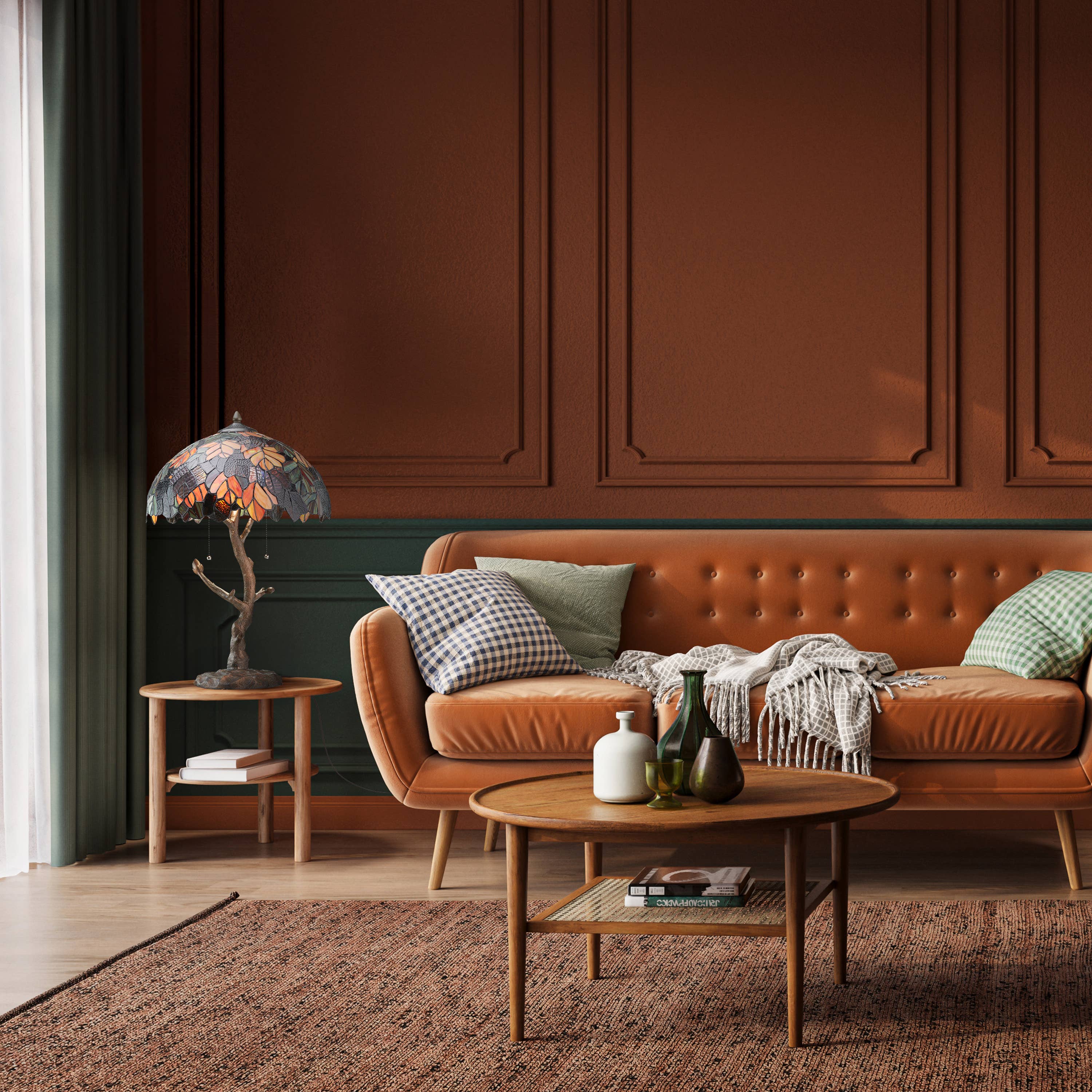 River of Goods - Vente Lampes d'appoint/de bureau - Lampe de table en vitrail H Marvel Maple Tree de 24,5 po4