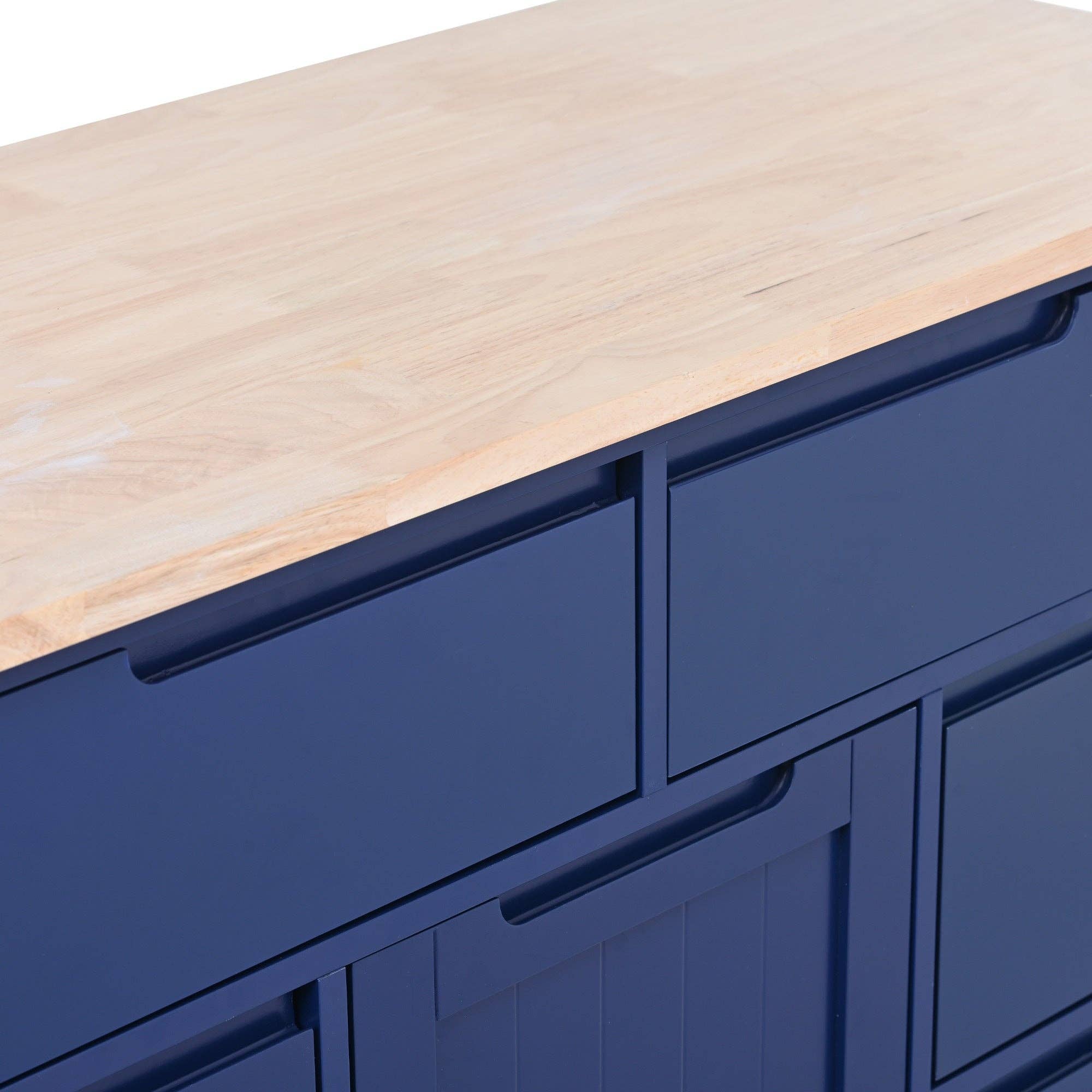 39F Inc. - Wholesale Kitchen Storage/Organizer - 53" Dark Blue Kitchen Island Cart with 8 Drawers & Wood 17