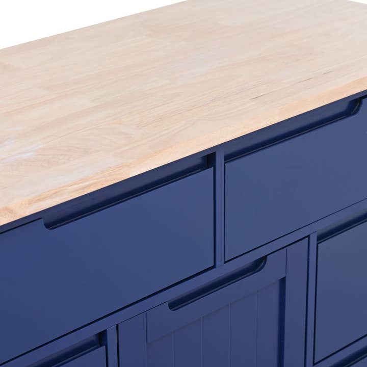 39F Inc. - Wholesale Kitchen Storage/Organizer - 53" Dark Blue Kitchen Island Cart with 8 Drawers & Wood 17