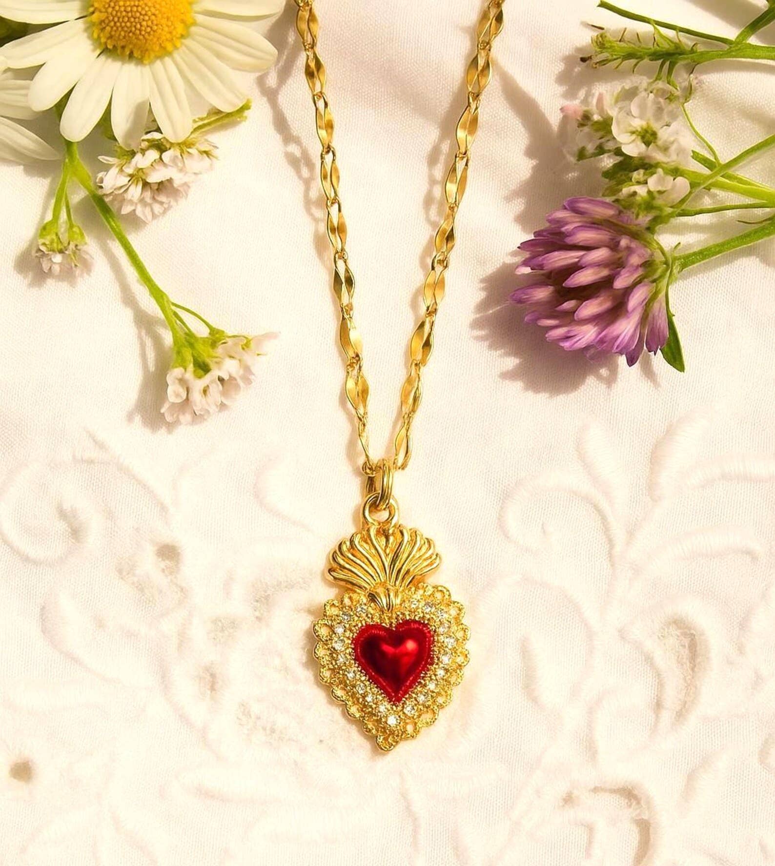 Wild & Free - Wholesale Pendant/Charm Necklace - Collar de sagrado corazón0