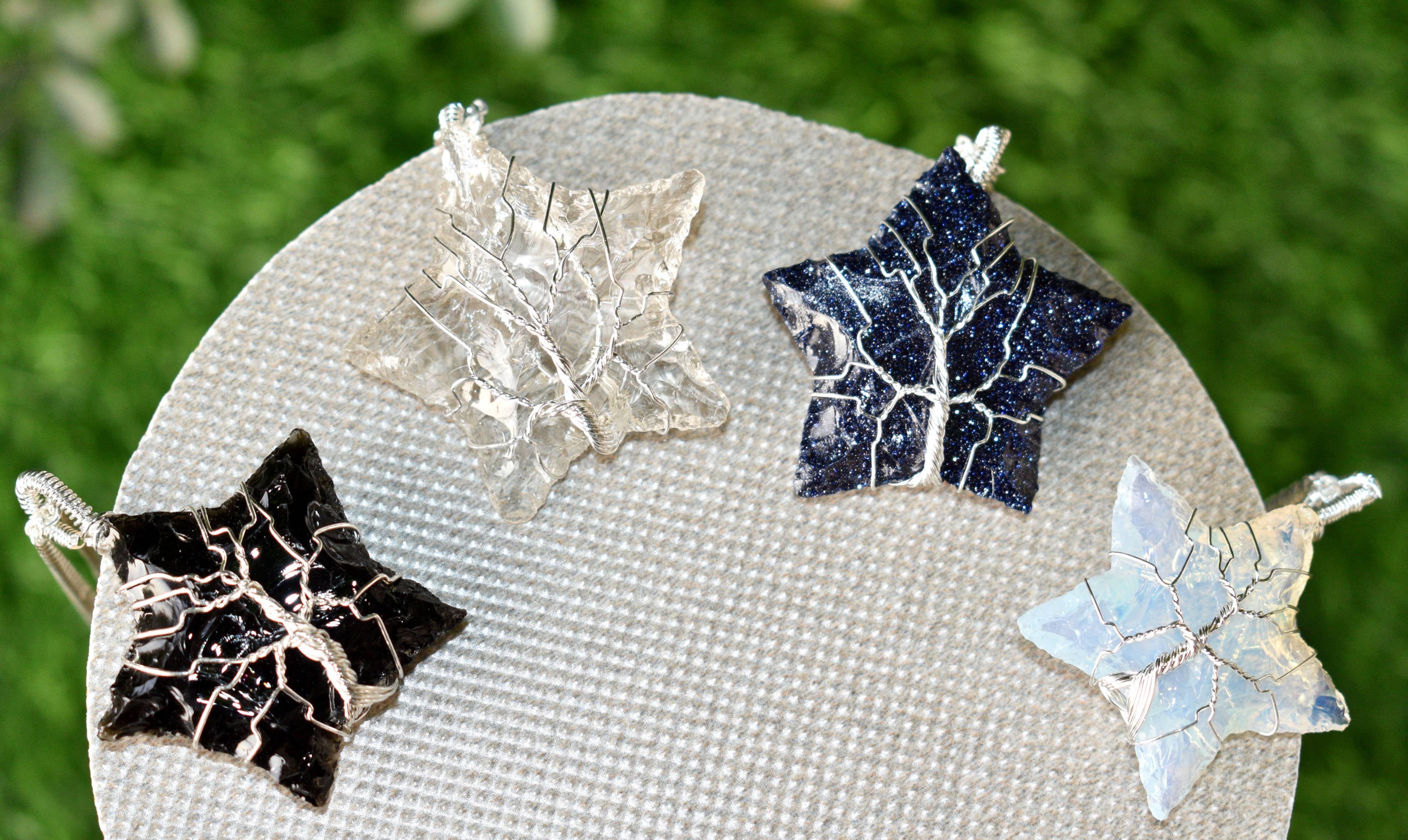 Soothing Crystals - Wholesale Individual Charm/Pendant - Silver Wire Wrapped Crystal Star Pendants Gemstone Necklace7