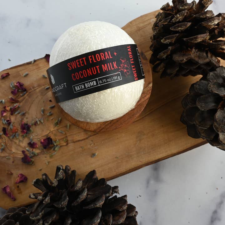 HandCraft Skincare - Wholesale Bath Bomb/Fizz - Sweet Floral + Coconut Milk Bath Bomb2