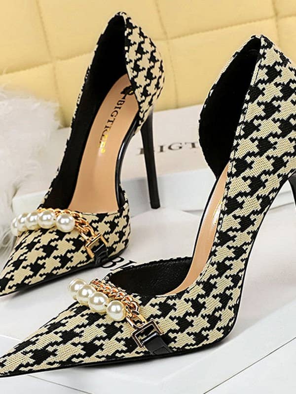 Stiletto High Heels Pearl Apricot Pumps Pointed Toe shoes for wholesale by Blak Wardrob