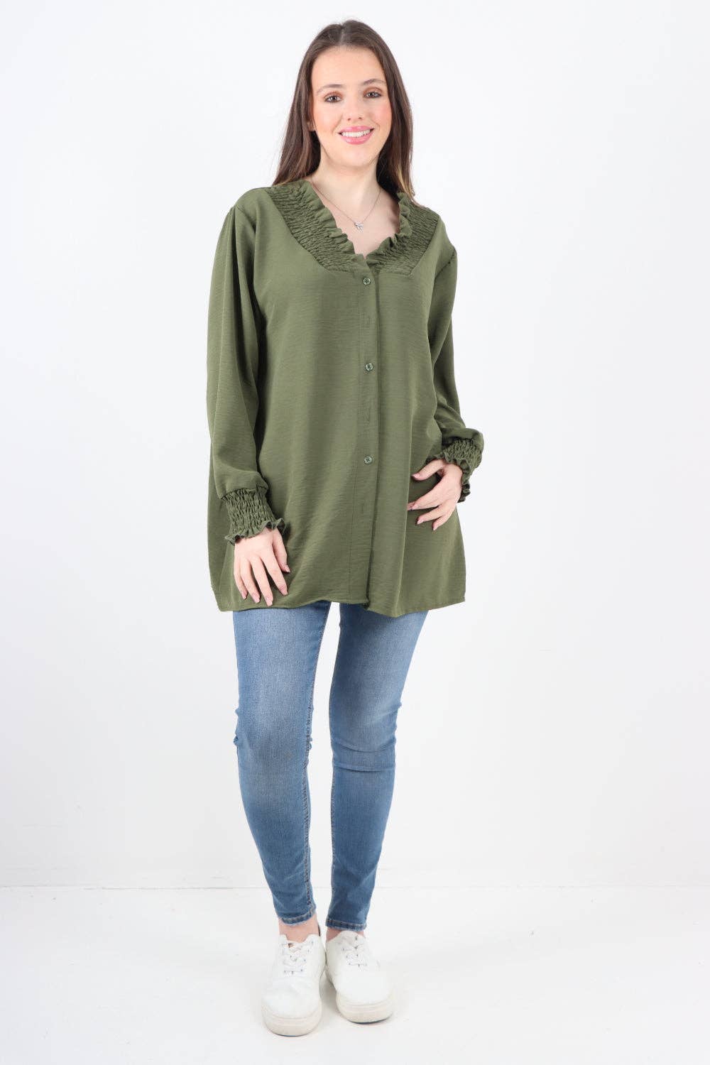 Miss Bold – wholesale Tunic – Women’s – Italian Shirred V Neck Long Sleeve Tunic Top12