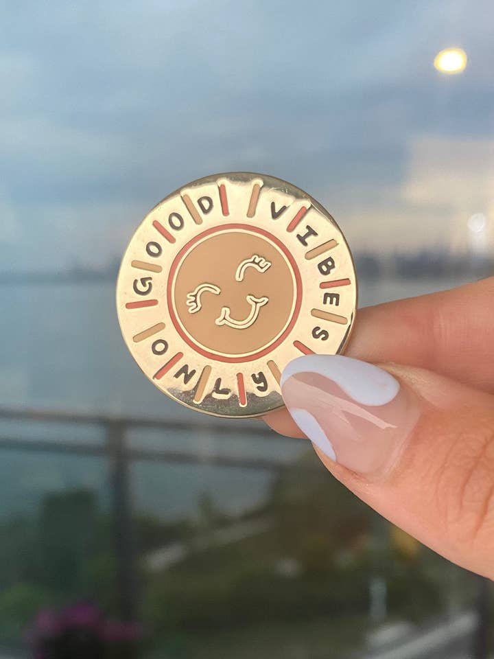 Sunshine Hard Enamel Pin | Good Vibes Only Pin | Lapel Pins | Happiness Gift for wholesale by Papi Hour