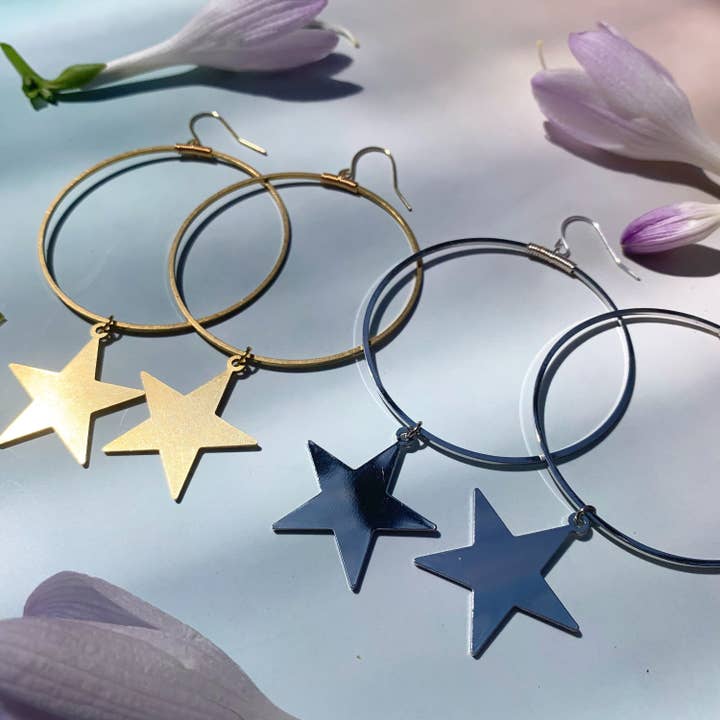 Simple Star Hoops for wholesale by New Moon Magic Studio