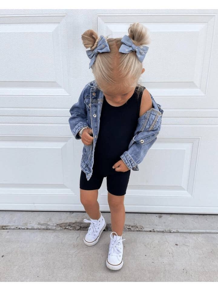 Bailey's Blossoms - Wholesale Romper - Kids - Gigi Bikeshort Romper - Black