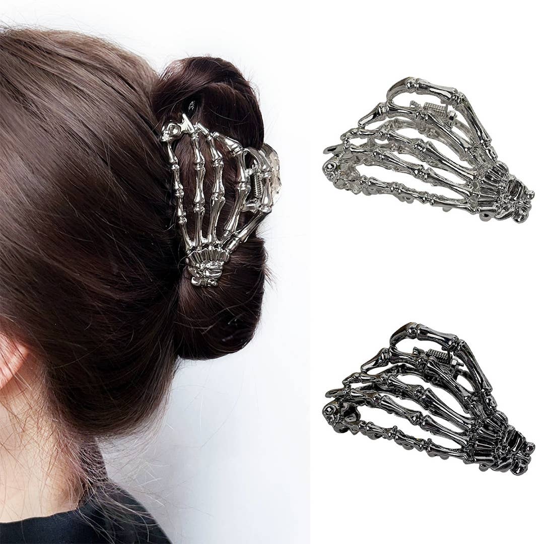 UNISHE – wholesale Hair clip – Women’s – Halloween Gothic Ghost Hand Ruched Alloy Hair Claw ZK33472