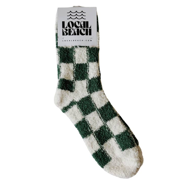 Local Beach - Vente Chaussettes – unisexe - Chaussettes Confortables de Plage Locale à Carreaux Rouges et Verts1