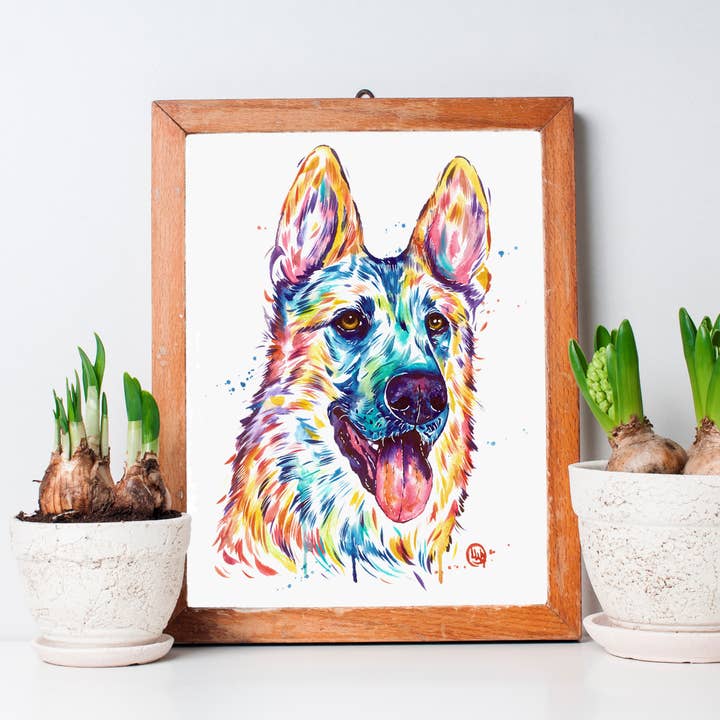 Whitehouse Art – wholesale Konsttryck – Tysk herde (Tan), GSD Art, Hundmålning. Pet Shop Art