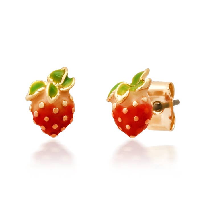 Enamel Strawberry Studs for wholesale by Tai Jewelry