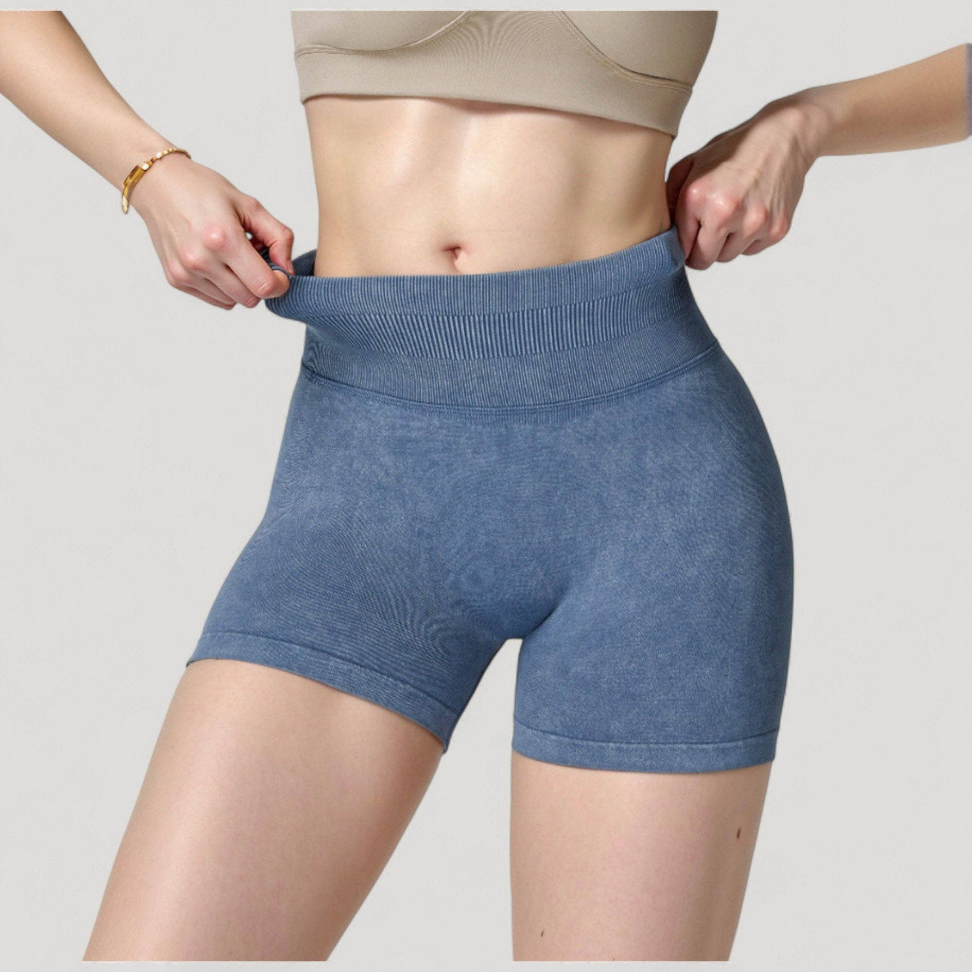 Active by Anna-Kaci - Vente Short de sport – femme - Shorts de cyclisme sans couture à taille haute côtelée pour femmes avec élasticité18
