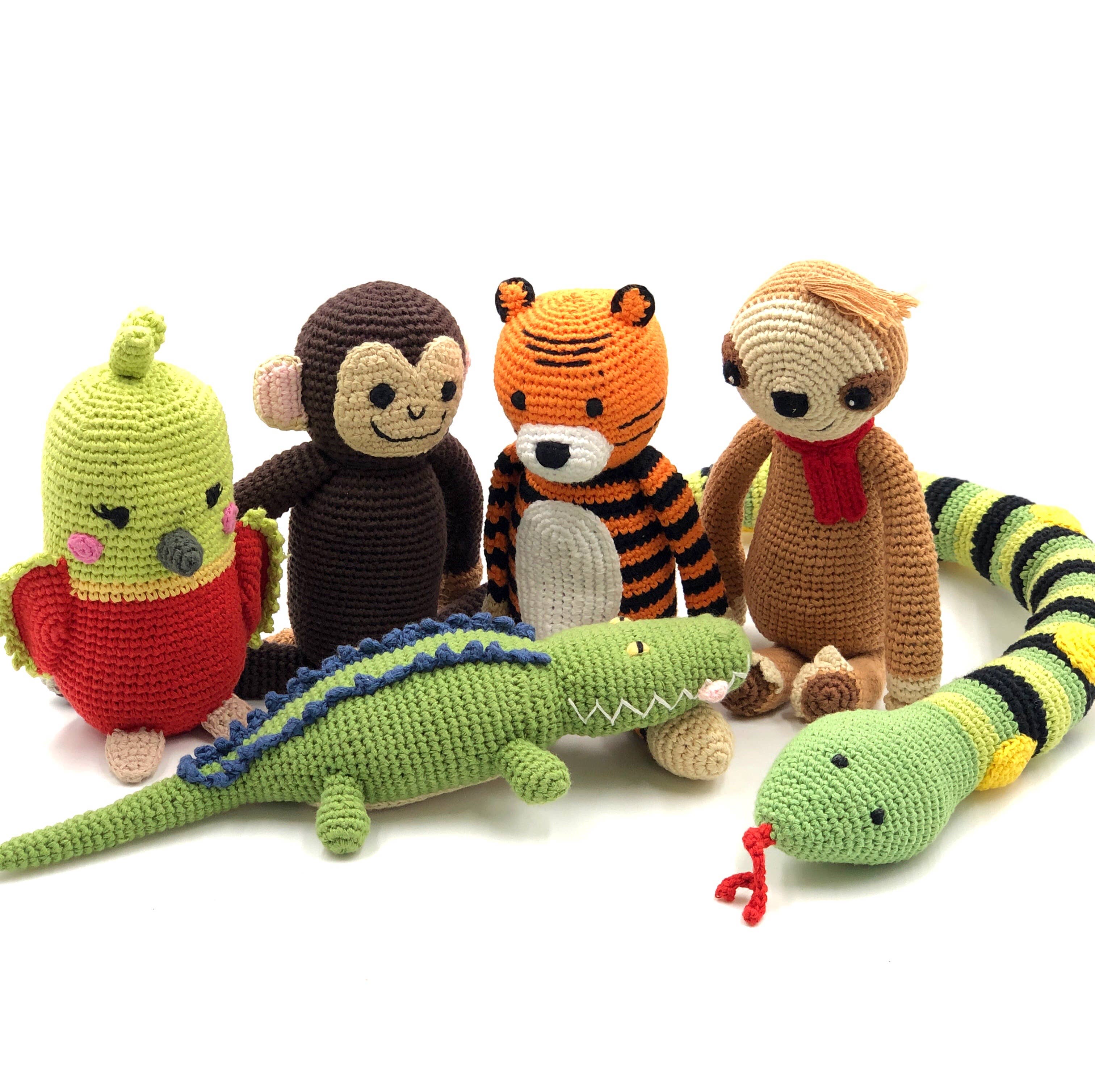 Pebble - Wholesale Stuffed/Plush Toy - Kids & Baby - Crocodile Rattle – Handmade Organic Cotton Jungle Baby Toy1