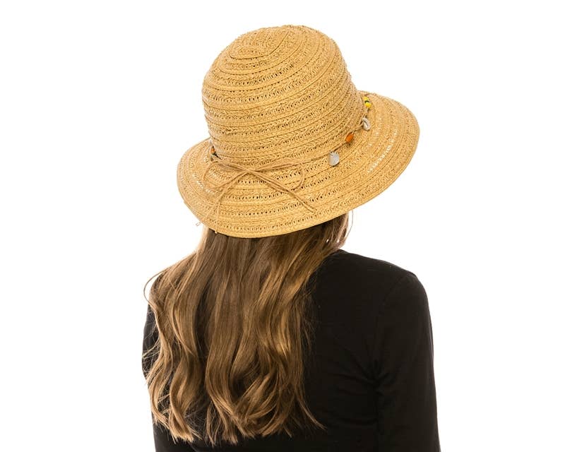 DNMC - Wholesale Straw Hat - Women's - Straw Summer Women's Bucket Hat w/ Seashells6
