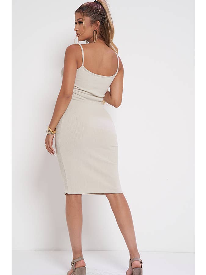 Junie - Wholesale Dress - Women's - HACCI RIB CAMI MIDI DRESS AD24559