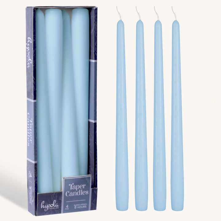 Candele coniche blu ghiaccio, 25,4 cm, confezione da 4 per la vendita all'ingrosso da parte di Hyoola Candles