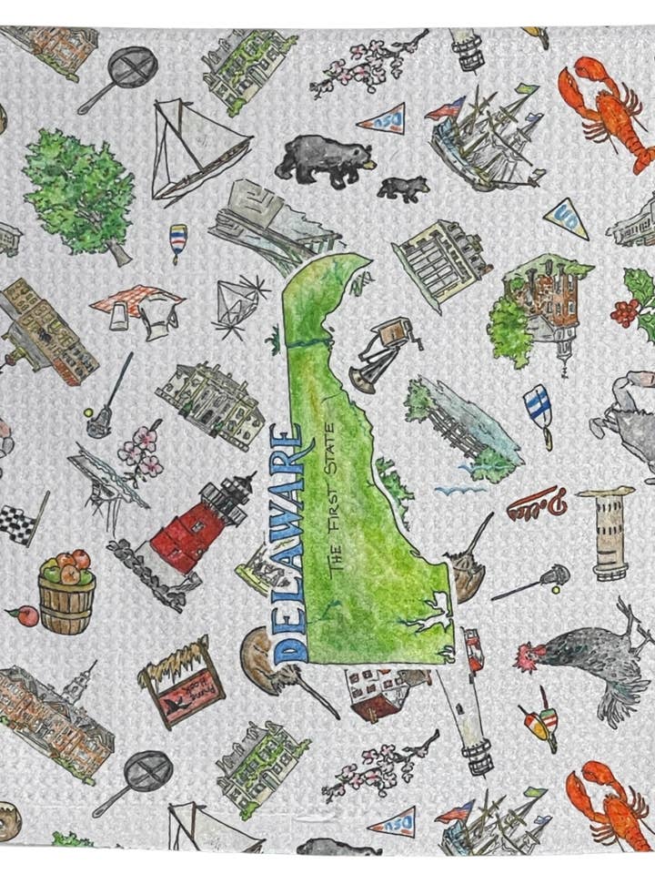 Delaware tea towel for wholesale by Wet-it!