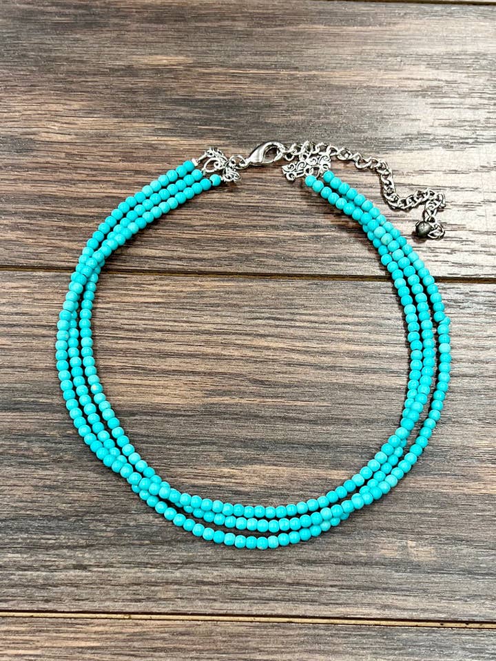 739305, Handmade 15" 4mm Turquoise Necklace for wholesale by ISAC Trading Inc